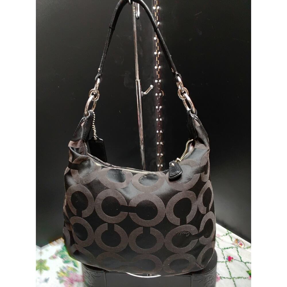 COACH Black Signiture C Purse Bag Silver Hardware No L1182-19331 - Picture 3 of 7